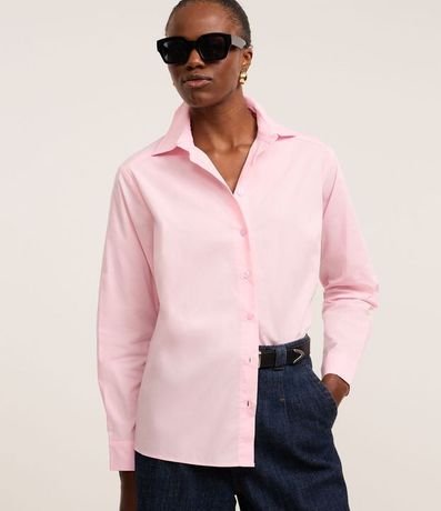 Camisa Oversized en Tricolina con Hilo Teñido y Botones 2