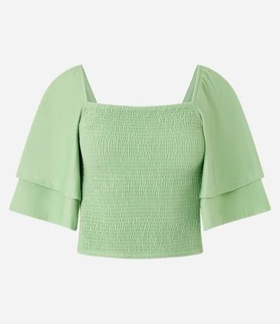 Blusa Corta en Lastex con Manga Godê 4