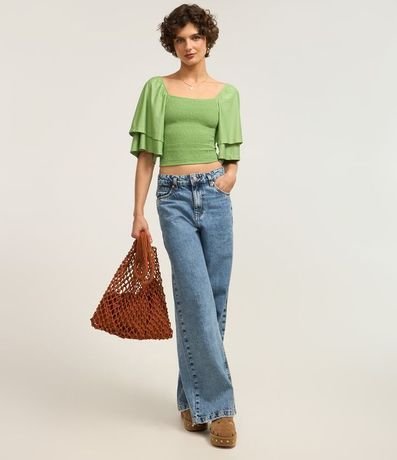 Blusa Corta en Lastex con Manga Godê 2