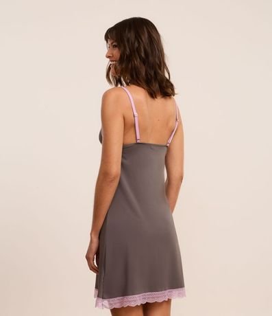 Camisón Corta en Microfibra con Encaje Contrastante y Breteles 3