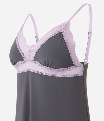 Pijama Short Doll en Microfibra con Encaje Contrastante en Bretel fino 5