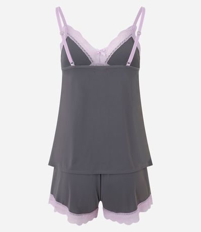Pijama Short Doll en Microfibra con Encaje Contrastante en Bretel fino 6