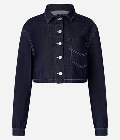 Camisa Cropped en Jeans con Pespontos Contrastantes 5