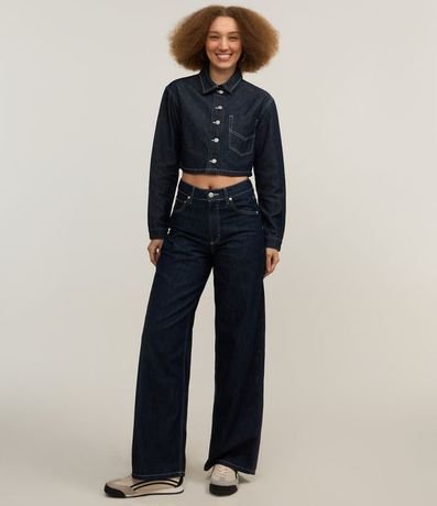 Camisa Cropped en Jeans con Pespontos Contrastantes 2