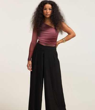 Pantalón Pantalona en Chiffon con Pliegues Delanteros 2