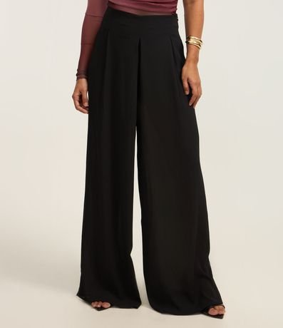 Pantalón Pantalona en Chiffon con Pliegues Delanteros 3