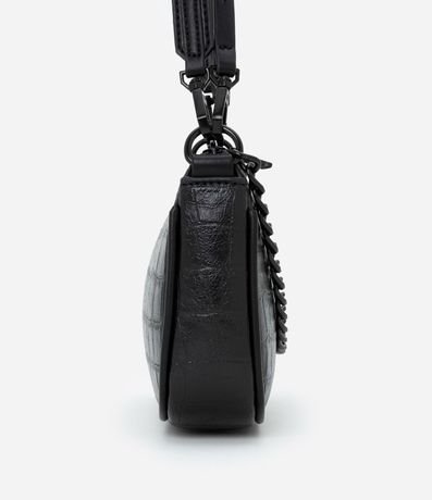 Bolsillo Baguette Pequeña con Textura Crocco y Detalle de Cadena con Asa Desmontable 2