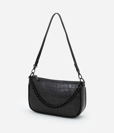Bolsillo Baguette Pequeña con Textura Crocco y Detalle de Cadena con Asa Desmontable 4