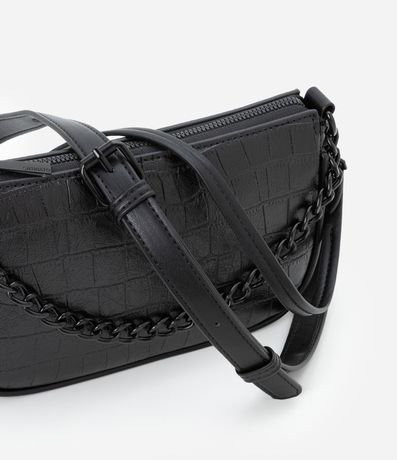 Bolsillo Baguette Pequeña con Textura Crocco y Detalle de Cadena con Asa Desmontable 5