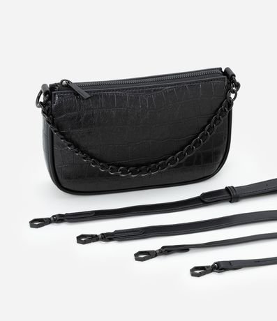 Bolsillo Baguette Pequeña con Textura Crocco y Detalle de Cadena con Asa Desmontable 7