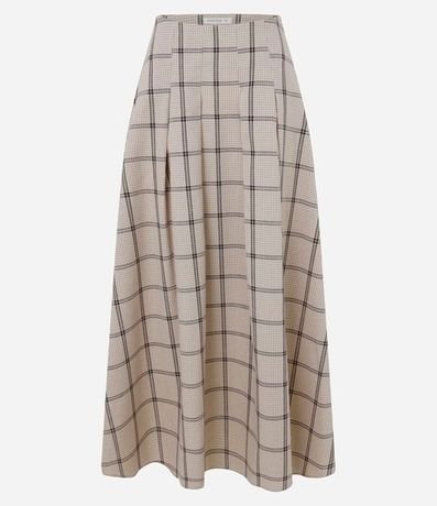 Pollera Evasê Larga en Cambraia de Cuadros con Pliegues 6