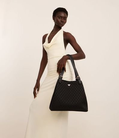 Bolsa Hobo Grande con Textura Embossed Jacquard y Triángulos 7