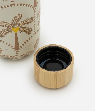 Botella Térmica en Metal con Estampa de Palmeras y Tapa de Bamboo 2