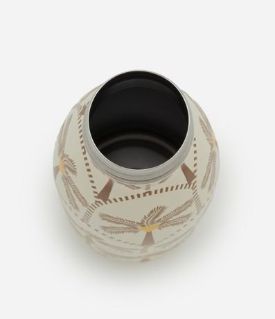 Botella Térmica en Metal con Estampa de Palmeras y Tapa de Bamboo 3