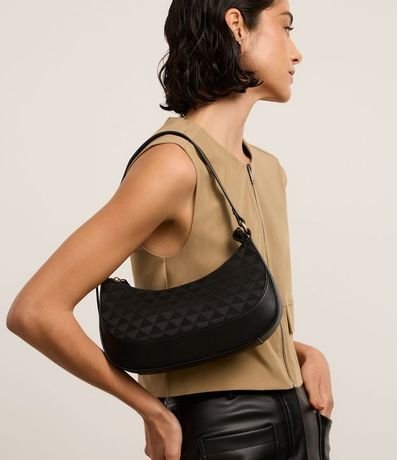 Bolsa Baguette Pequeña con Textura Embossed y Estampa Triangular 1