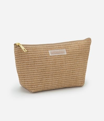 Neceser Trapecio en Ráfia con Detalle Embossed