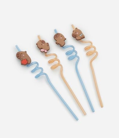 Kit 04 Pajitas Reutilizáveis en Plástico con Patches de Carpincho 1