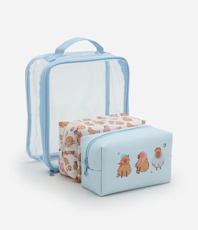 Kit 03 Neceser con Estampa de Carpincho 2