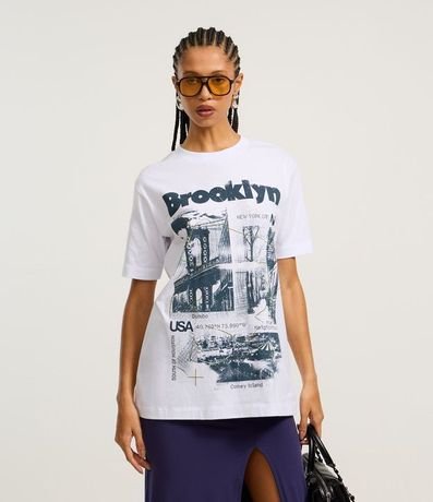 Remera T-shirt en Algodón con Estampa Brooklyn