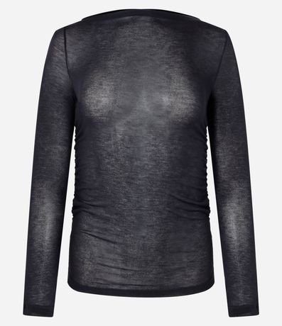 Blusa de Punto de Viscosa con Cuello Asimétrico Ceñido al Cuello 5