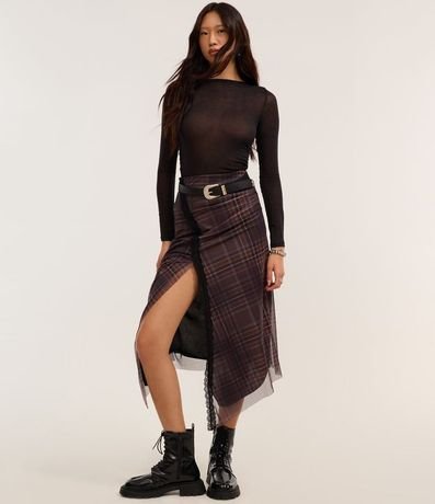 Blusa de Punto de Viscosa con Cuello Asimétrico Ceñido al Cuello 2