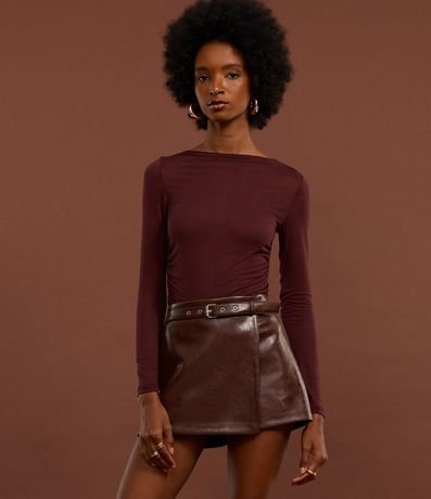 Blusa de Punto de Viscosa con Cuello Asimétrico Ceñido al Cuello 4