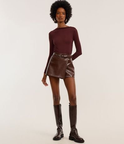 Blusa de Punto de Viscosa con Cuello Asimétrico Ceñido al Cuello 2