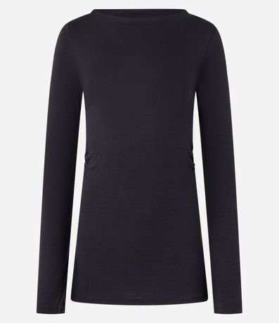 Blusa en Rib con Fruncido Lateral y Cuello Alto 5