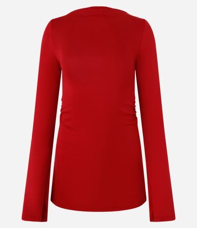 Blusa en Rib con Fruncido Lateral y Cuello Alto 4