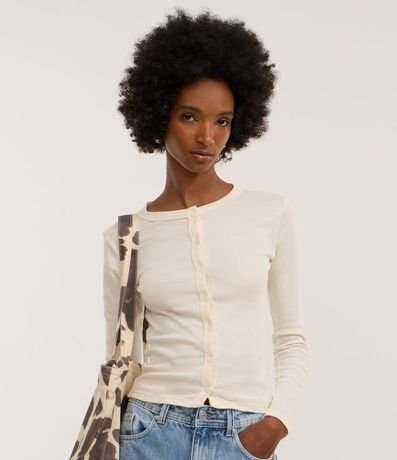 Cardigan en Rib con Abotonado Delantero