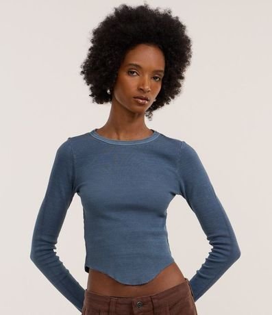 Blusa en Rib con Bajo Asimétrica