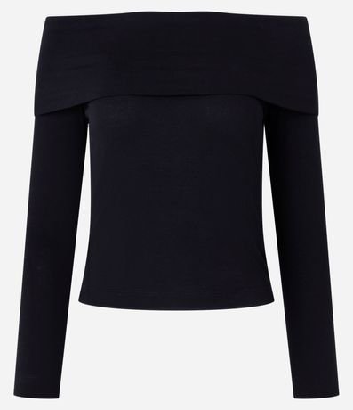 Blusa Hombro a Hombro en Viscosa con Escote Virado