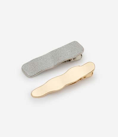 Kit 02 Pinzas para el Pelo en Metal con Revestimento Brillante