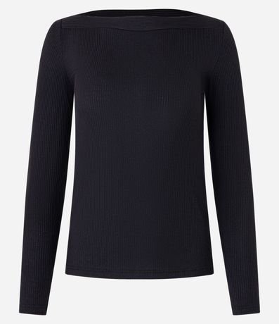 Blusa Acanalada en Rib con Escote Canoa