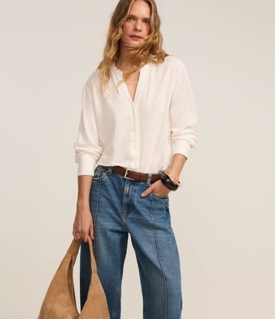 Pantalón Wide Leg en Jeans con Friso Delantero 3