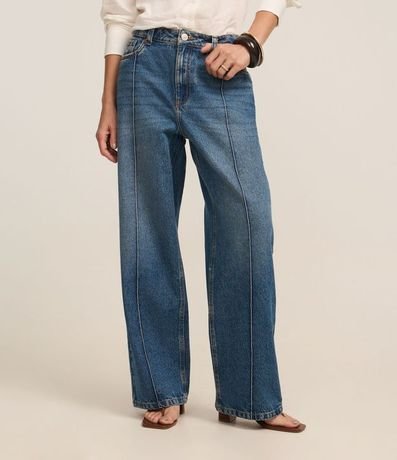 Pantalón Wide Leg en Jeans con Friso Delantero 3