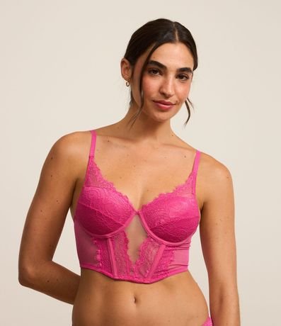 Soutien Alargado Corset en Encaje Floral con Copa Hueca 2