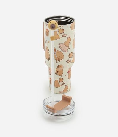 Vaso Térmico con Pajita reutilizable con Estampa y Pajita de Carpincho 1,2L 2
