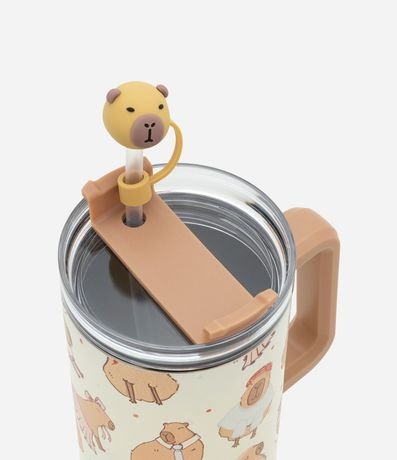 Vaso Térmico con Pajita reutilizable con Estampa y Pajita de Carpincho 1,2L 4