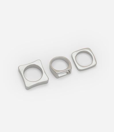 Kit 03 Anillos en Metal con Formato Cuadrado 2