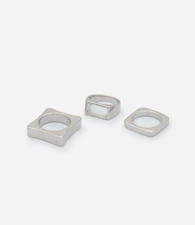 Kit 03 Anillos en Metal con Formato Cuadrado 3