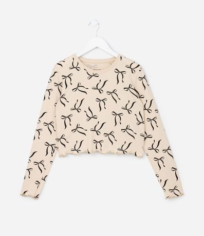 Remera Corta Infantil con Estampa Moñas - Talle 5 a 14 años 1