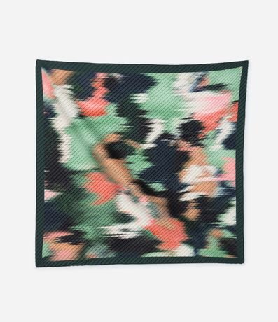 Pañuelo Cuadrado en Satén Plegado y Estampa Efecto Tie Dye