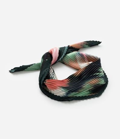 Pañuelo Cuadrado en Satén Plegado y Estampa Efecto Tie Dye 2