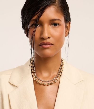 Collar Capas en Metal con Esferas 3