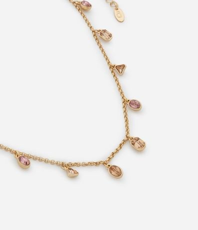 Collar Corto en Metal con Colgantes Pequeños de Piedras