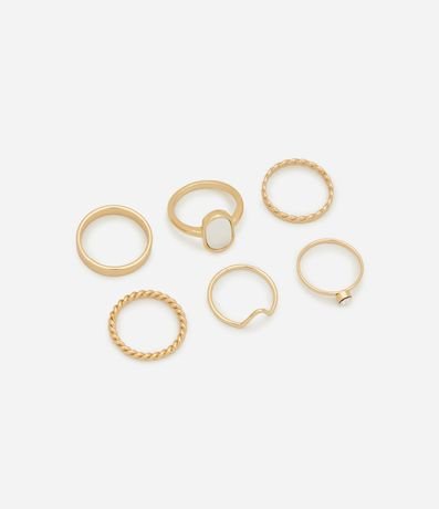 Juego de 06 Anillos surtidos con Nácar y Strass