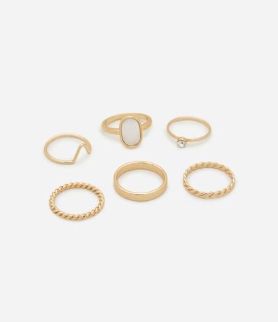 Juego de 06 Anillos surtidos con Nácar y Strass 2