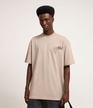 Remera T-shirt Boxy en Malla con Estampa Angels