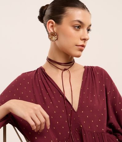 Conjunto de Collar Cordón y Caravanas y Formato Floral con Pétalos 4